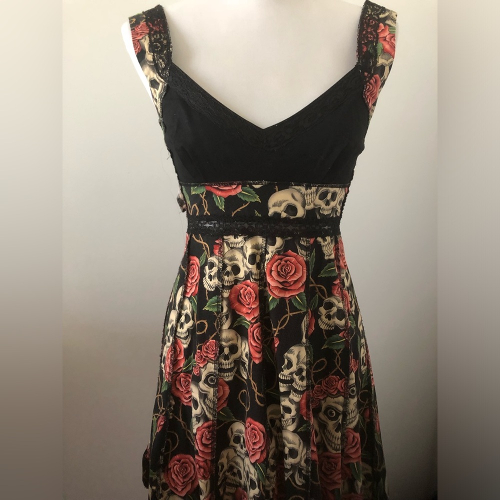 Skull and Rose Punk Goth Dress